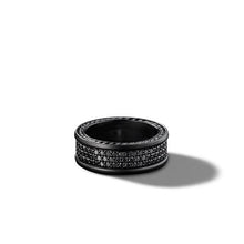 Load image into Gallery viewer, Streamline Three Row Band Ring in Black Titanium with Black Diamonds, 8.5mm
