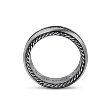 Load image into Gallery viewer, Streamline Band Ring in Grey Titanium with Black Diamonds, 6mm
