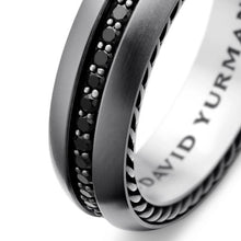 Load image into Gallery viewer, Streamline Band Ring in Grey Titanium with Black Diamonds, 6mm
