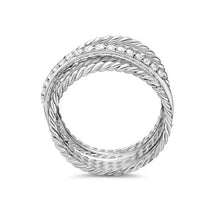 Load image into Gallery viewer, Crossover Ring in Sterling Silver with Diamonds, 12mm
