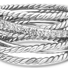 Load image into Gallery viewer, Crossover Ring in Sterling Silver with Diamonds, 12mm
