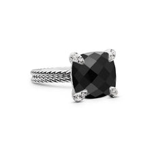 Load image into Gallery viewer, Chatelaine  Ring in Sterling Silver with Black Onyx and Diamonds, 11mm
