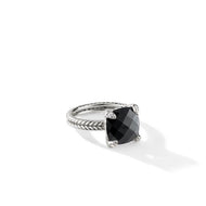 Chatelaine Ring in Sterling Silver with Black Onyx and Diamonds, 11mm
