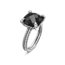 Load image into Gallery viewer, Chatelaine  Ring in Sterling Silver with Black Onyx and Diamonds, 11mm
