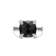 Load image into Gallery viewer, Chatelaine  Ring in Sterling Silver with Black Onyx and Diamonds, 11mm
