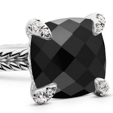 Load image into Gallery viewer, Chatelaine  Ring in Sterling Silver with Black Onyx and Diamonds, 11mm
