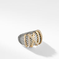 Helena Ring in Sterling Silver with 18K Gold and Pave Diamonds