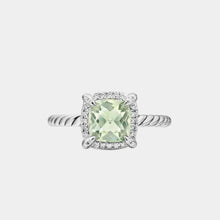 Load image into Gallery viewer, Petite Chatelaine Pave Bezel Ring in Sterling Silver with Prasiolite and Diamonds, 7mm
