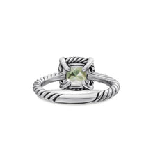 Load image into Gallery viewer, Petite Chatelaine Pave Bezel Ring in Sterling Silver with Prasiolite and Diamonds, 7mm
