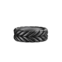 Load image into Gallery viewer, Chevron Band Ring in Black Titanium, 9mm
