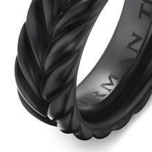 Load image into Gallery viewer, Chevron Band Ring in Black Titanium, 9mm
