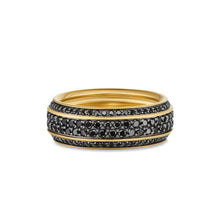 Load image into Gallery viewer, Beveled Band Ring in 18K Yellow Gold with Black Diamonds, 8.5mm
