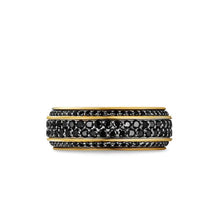 Load image into Gallery viewer, Beveled Band Ring in 18K Yellow Gold with Black Diamonds, 8.5mm
