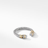 Petite Helena Open Ring in Sterling Silver with 18K Yellow Gold and Pave Diamonds