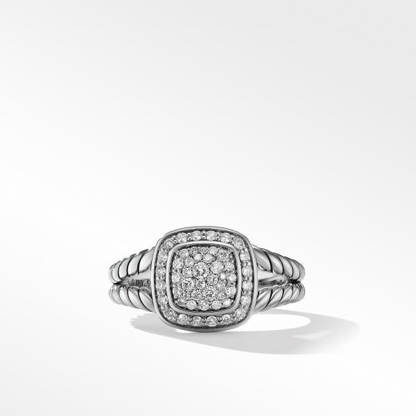 Petite Albion Ring in Sterling Silver with Pave Diamonds, 7mm