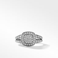 Petite Albion Ring in Sterling Silver with Pave Diamonds, 7mm