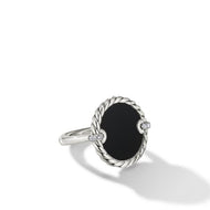 DY Elements Ring in Sterling Silver with Black Onyx and Diamonds, 21mm
