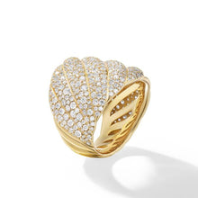 Load image into Gallery viewer, Sculpted Cable Ring in 18K Yellow Gold with Pave Diamonds
