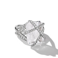Cable Wrap Ring in Sterling Silver with Crystal and Diamonds, 20.4mm