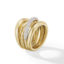Load image into Gallery viewer, Pave Crossover Five Row Ring in 18K Yellow Gold with Diamonds
