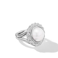 Pearl Classics Cable Halo Ring in Sterling Silver with Diamonds, 21mm