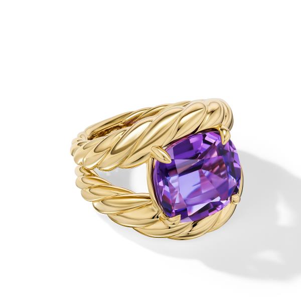 Marbella Ring in 18K Yellow Gold with Amethyst, 20mm