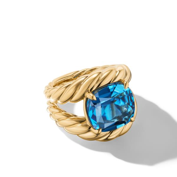 Marbella Ring in 18K Yellow Gold with Hampton Blue Topaz, 20mm