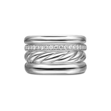 Load image into Gallery viewer, DY Mercer Four Row Ring in Sterling Silver with Diamonds, 13.8mm
