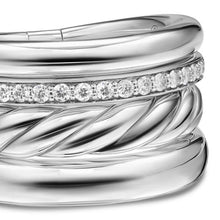 Load image into Gallery viewer, DY Mercer Four Row Ring in Sterling Silver with Diamonds, 13.8mm
