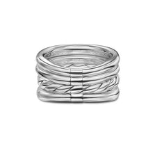 Load image into Gallery viewer, DY Mercer Four Row Ring in Sterling Silver with Diamonds, 13.8mm
