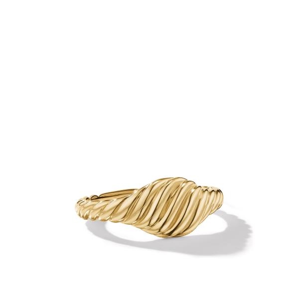 Sculpted Cable Micro Cable Pinky Ring in 18K Yellow Gold