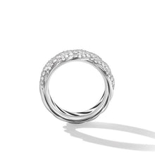 Load image into Gallery viewer, Sculpted Cable Band Ring in Sterling Silver with Pave Diamonds
