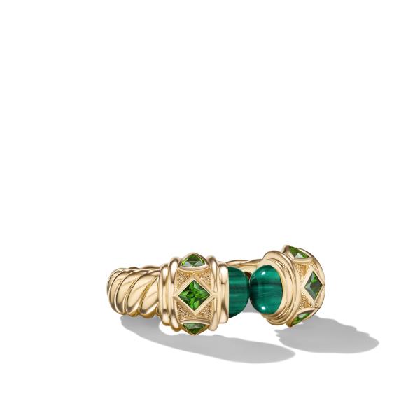 Renaissance Color Ring in 18K Yellow Gold with Malachite and Chrome Diopside