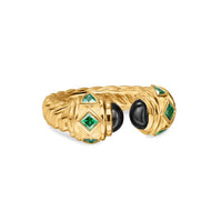 Renaissance Color Ring in 18K Yellow Gold with Black Onyx and Tsavorites, 9.9mm