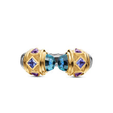 Load image into Gallery viewer, Renaissance  Color Ring in Sterling Silver with 14K Yellow Gold, Hampton Blue Topaz, Iolite and Amethyst, 9.9mm
