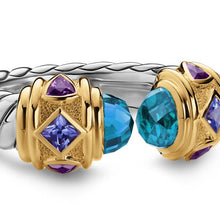 Load image into Gallery viewer, Renaissance Color Ring in Sterling Silver with 14K Yellow Gold, Hampton Blue Topaz, Iolite and Amethyst, 9.9mm

