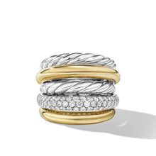 Load image into Gallery viewer, DY Mercer Multi Row Ring in Sterling Silver with 18K Yellow Gold and Diamonds

