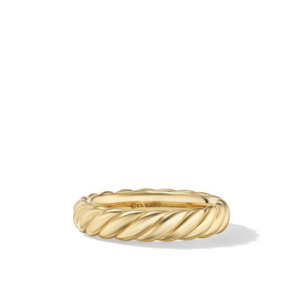 Sculpted Cable Band Ring in 18K Yellow Gold