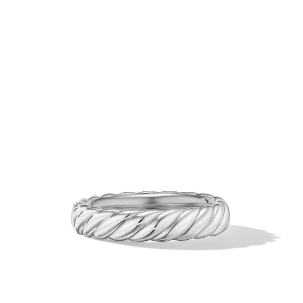 Sculpted Cable Band Ring in 18K White Gold