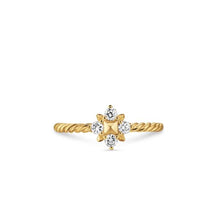 Load image into Gallery viewer, Petite Modern Renaissance Pyramid Ring in 18K Yellow Gold with Diamonds, 1.7mm
