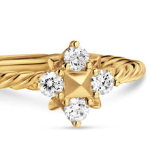 Load image into Gallery viewer, Petite Modern Renaissance Pyramid Ring in 18K Yellow Gold with Diamonds, 1.7mm
