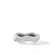 Zig Zag Stax Ring in Sterling Silver with Diamonds, 5mm