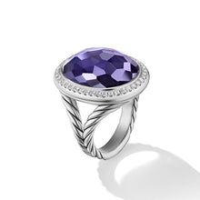 Load image into Gallery viewer, Albion Oval Ring in Sterling Silver with Black Orchid and Diamonds, 21mm
