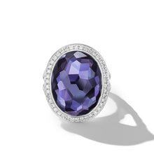 Load image into Gallery viewer, Albion Oval Ring in Sterling Silver with Black Orchid and Diamonds, 21mm
