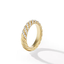 Load image into Gallery viewer, Sculpted Cable Pave Band Ring in 18K Yellow Gold with Diamonds
