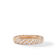 Sculpted Cable Pave Band Ring in 18K Rose Gold with Diamonds
