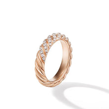 Load image into Gallery viewer, Sculpted Cable Pave Band Ring in 18K Rose Gold with Diamonds
