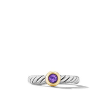 Load image into Gallery viewer, Petite Cable Ring in Sterling Silver with 14K Yellow Gold and Amethyst, 2.8mm

