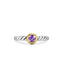 Load image into Gallery viewer, Petite Cable Ring in Sterling Silver with 14K Yellow Gold and Amethyst, 2.8mm
