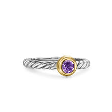Load image into Gallery viewer, Petite Cable Ring in Sterling Silver with 14K Yellow Gold and Amethyst, 2.8mm
